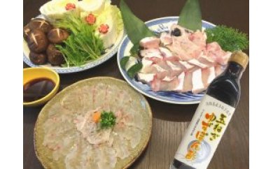 28)クエ切身・刺身セット　ポン酢付き　プリプリ旨味たっぷり！極上のくえ、鍋用500g（3〜4人前）と刺身150gのセット♪淡路島玉ねぎポン酢付き！