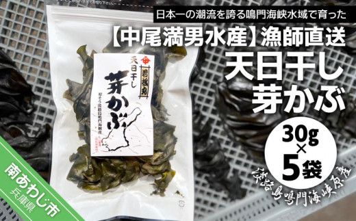 【中尾満男水産】【漁師直送】天日干しめかぶ30ｇ×5袋【淡路島鳴門海峡原産】