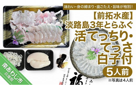 【冷蔵配送】前拓水産の淡路島3年とらふぐ（活てっちり・てっさ／白子付）5人前◆配送期間12月1日～2月28日