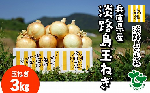 ＼うまい玉ねぎできたでー／特別栽培玉ねぎ3キロ〜ひょうご安心ブランド認証取得〜　◆配送7月〜翌年1月