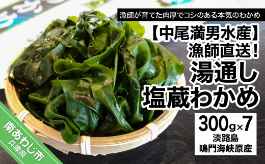 【漁師直送】湯通し塩蔵わかめ300ｇ×7袋【淡路島鳴門海峡原産】