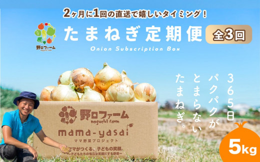 【全３回・２ヶ月に１回定期便】mama-yasai たまねぎ５kg