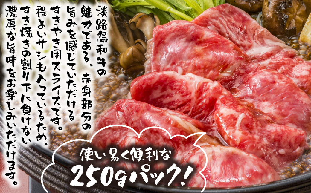 淡路島和牛 赤身すき焼き用 500ｇ 約250ｇ×2パック　　[すき焼き 和牛 すき焼き 赤身 すき焼き 国産 すきやき 赤身肉]