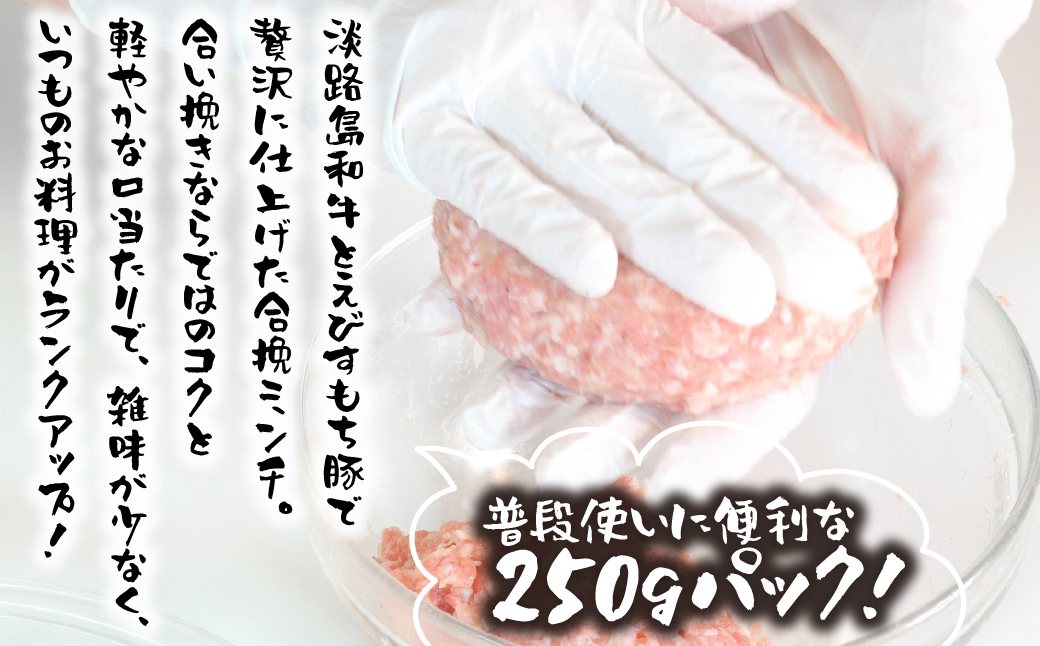 淡路島和牛・えびすもち豚の合挽きミンチ　1000ｇ 約250ｇ×4パック　　[合挽ミンチ 牛肉 豚肉 ミンチ 牛 豚 合挽 ミンチ 合挽ミンチ　和牛 合挽ミンチ]