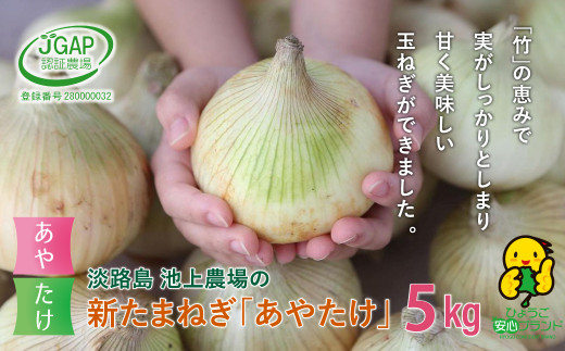 【新たまねぎ】淡路島 池上農場の「あやたけ」5kg【発送時期：2025年3月下旬～5月頃】