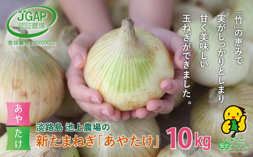 【新たまねぎ】淡路島　池上農場の「あやたけ」10kg【発送時期：2025年3月下旬～5月頃】