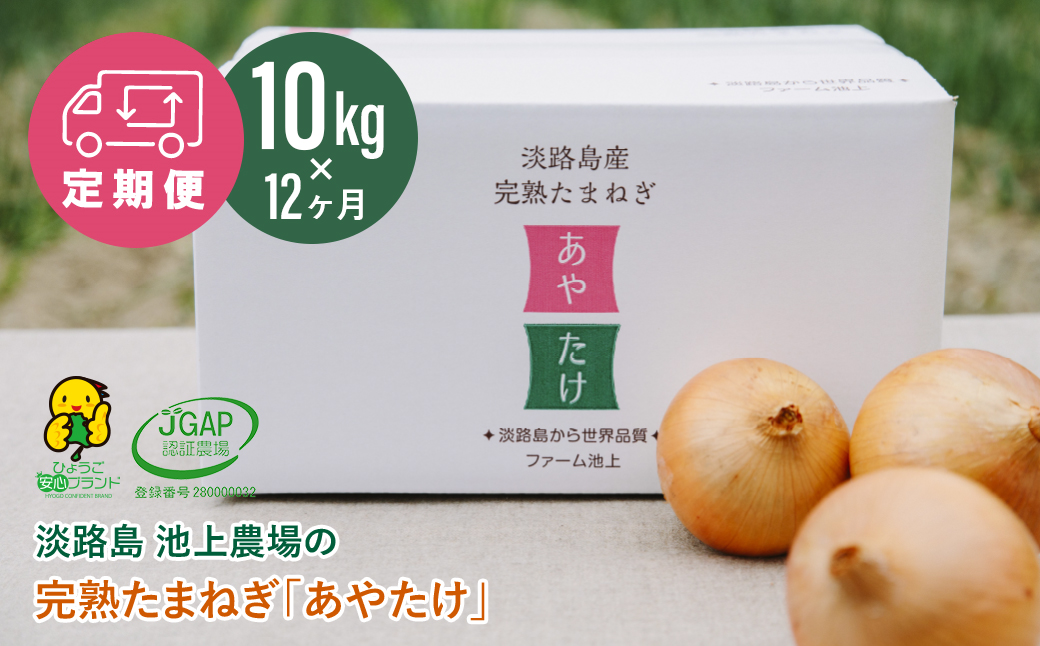 【定期便】淡路島 池上農場の完熟たまねぎ「あやたけ」10kg　12ヶ月コース　　[玉ねぎ 玉葱 淡路島 玉ねぎ たまねぎ]