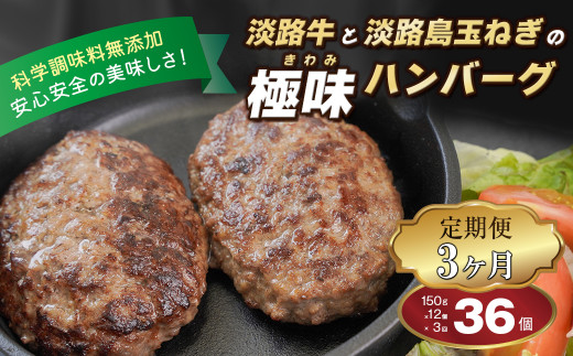 【定期便3ヶ月】淡路島 極味ハンバーグ 150g×12個　　[牛肉100％ ハンバーグ 冷凍 ハンバーグ 人気 ハンバーグ おすすめ 定期便]