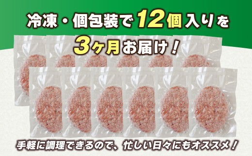 【定期便3ヶ月】淡路島 極味ハンバーグ 150g×12個　　[牛肉100％ ハンバーグ 冷凍 ハンバーグ 人気 ハンバーグ おすすめ 定期便]