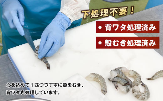 【定期便3ヶ月】至福の大粒 むきえび　背ワタ処理済 1kg　ブラックタイガー 冷凍 ムキエビ  大型 海老