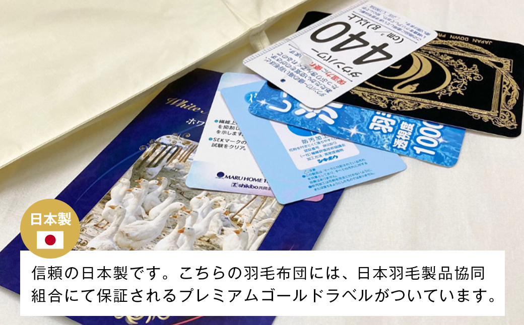 羽毛肌布団 プレミアム マザーグース93％ 日本製 ダウンケット 0.3kg入 シングル