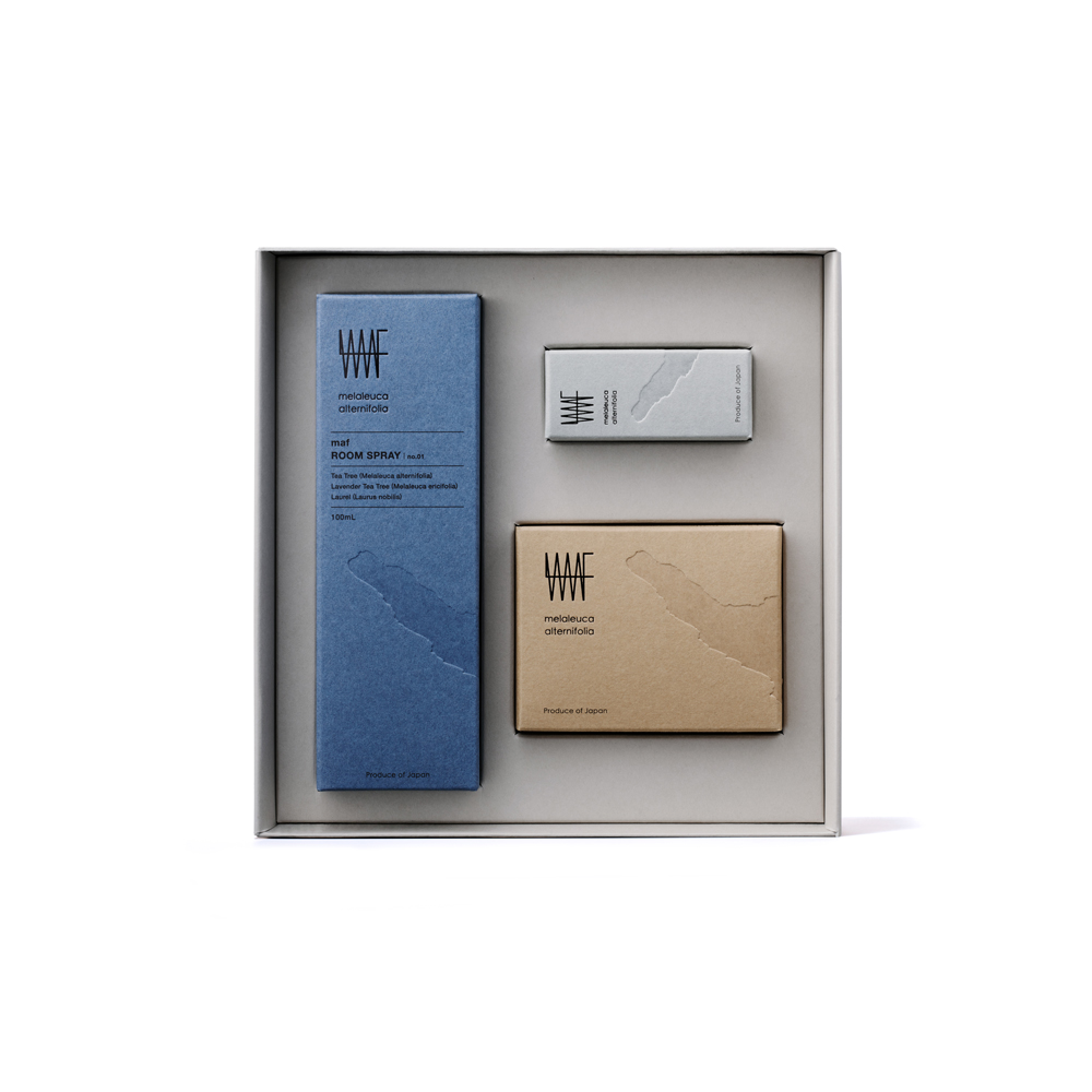 BOX SET (maf essential oil tea tree + maf cold process soap MA + maf room spray No.01)