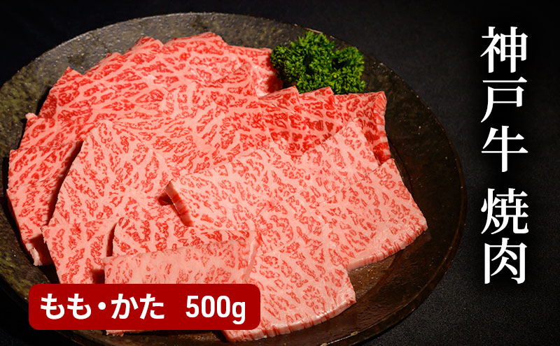 神戸牛焼肉（もも・かた　500g）  [肉 牛肉 神戸牛 最高級肉 神戸ビーフ 神戸肉 但馬牛 もも肉 肩ロース 焼肉 すき焼き しゃぶしゃぶ お取り寄せ 加東市 兵庫県]