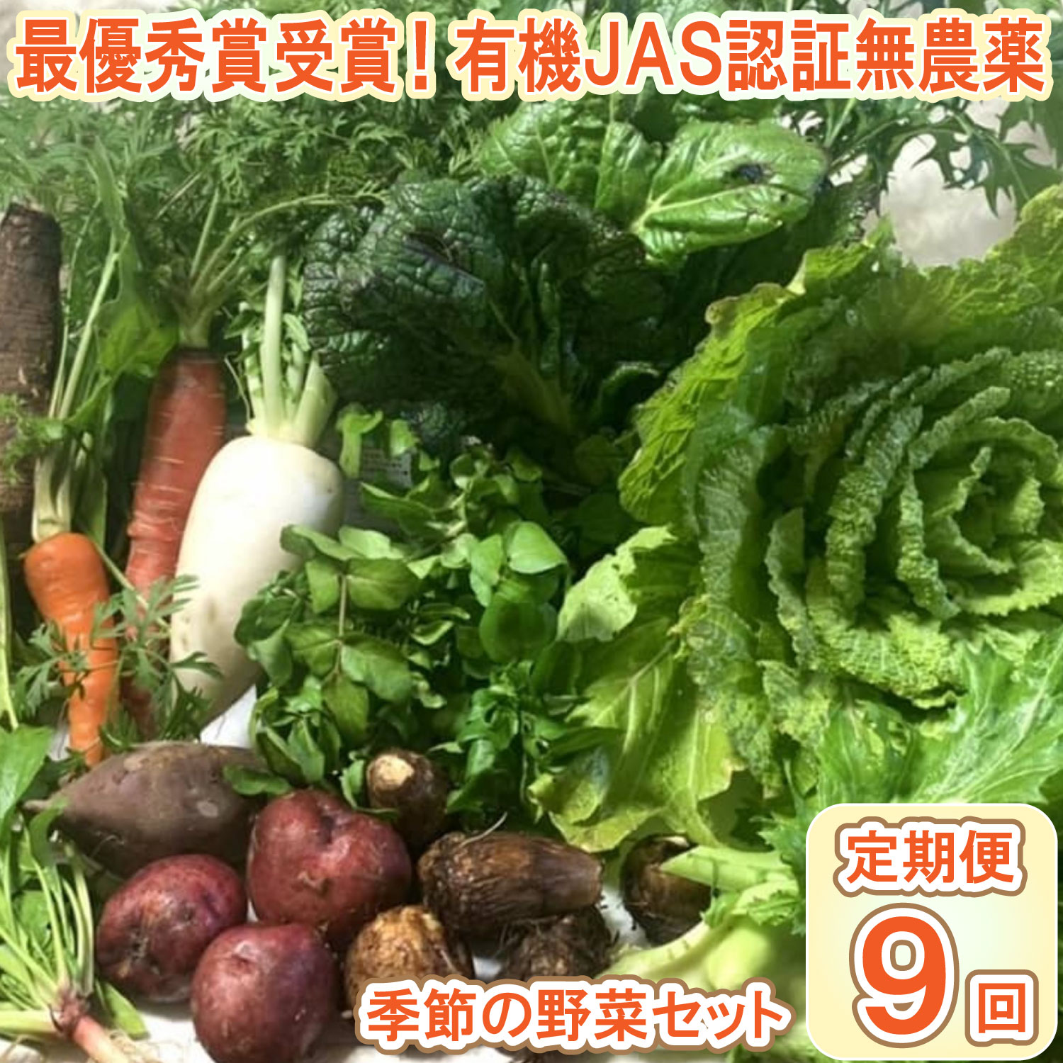 【最優秀賞受賞！甘味＆栄養】有機JAS認証の無農薬、チヨちゃんの野菜９ヶ月定期[959]