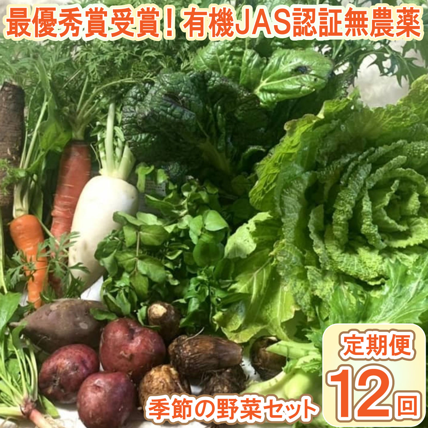 【最優秀賞受賞！甘味＆栄養】有機JAS認証の無農薬、チヨちゃんの野菜12ヶ月定期[962]