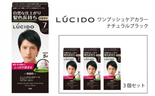 マンダム ルシード ワンプッシュケアカラー ナチュラルブラック 3個セット MA-17 LUCIDO 白髪染め 毛染め 白髪 カラーリング 男性化粧品