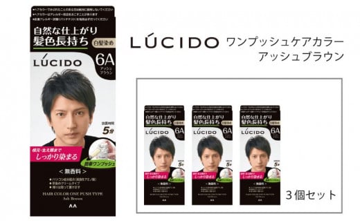 マンダム ルシード ワンプッシュケアカラー アッシュブラウン 3個セット MA-15 LUCIDO 白髪染め 毛染め 白髪 カラーリング 男性化粧品