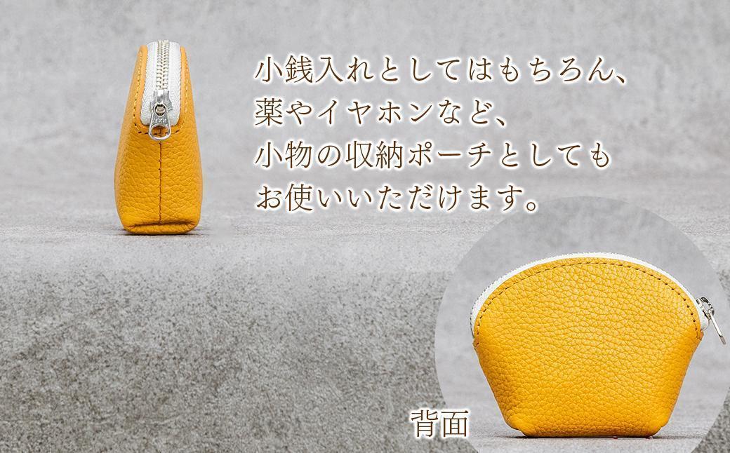 本革 ラウンドミニポーチ 日本製 レザー 革製品 小銭入れ コインケース 小物 収納 Liete vivid イエロー