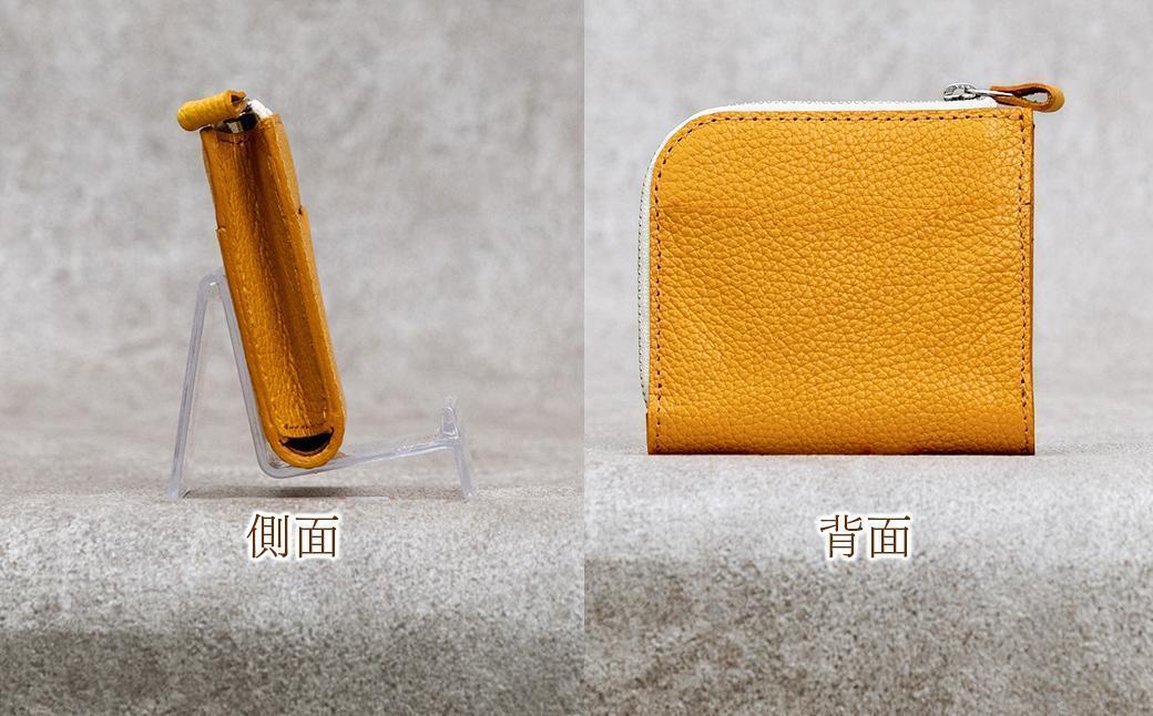 本革 L字ファスナー ミニ財布 日本製 レザー 革製品 コンパクト 小銭入れ Liete vivid イエロー
