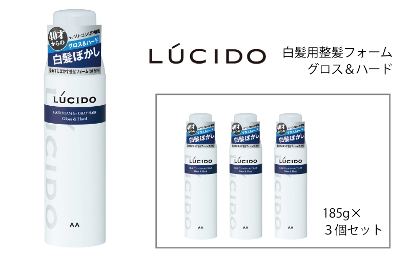 マンダム ルシード 白髪用整髪フォーム グロス＆ハード 185g×3個セット MA-102
