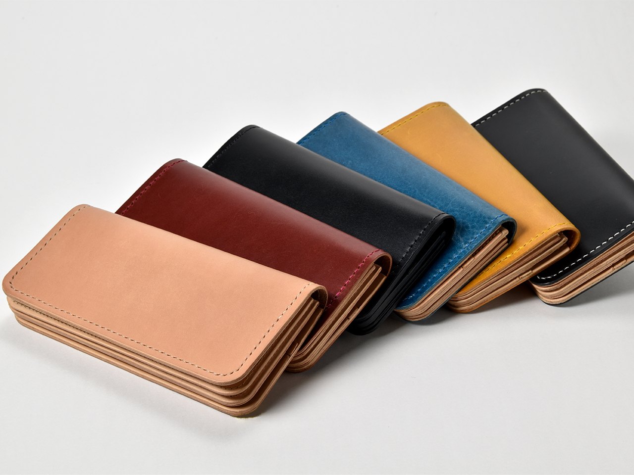 本革 手縫いウォレット日本製 レザー 革製品 高級 Bliss ピット鞣し WH-15 ブラックナチュラル