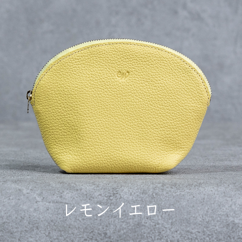 本革 ラウンドポーチ 日本製 レザー 革製品 ポーチ 化粧ポーチ 旅行 トラベル 出張 Liete WH-22 レモンイエロー