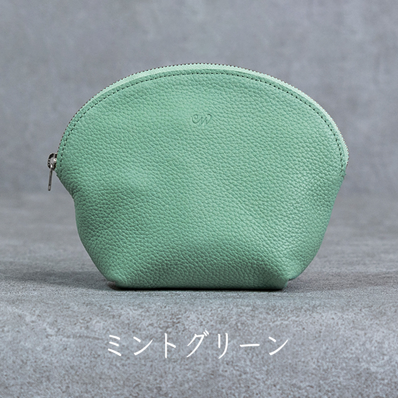 本革 ラウンドポーチ 日本製 レザー 革製品 ポーチ 化粧ポーチ 旅行 トラベル 出張 Liete WH-22 ミントグリーン
