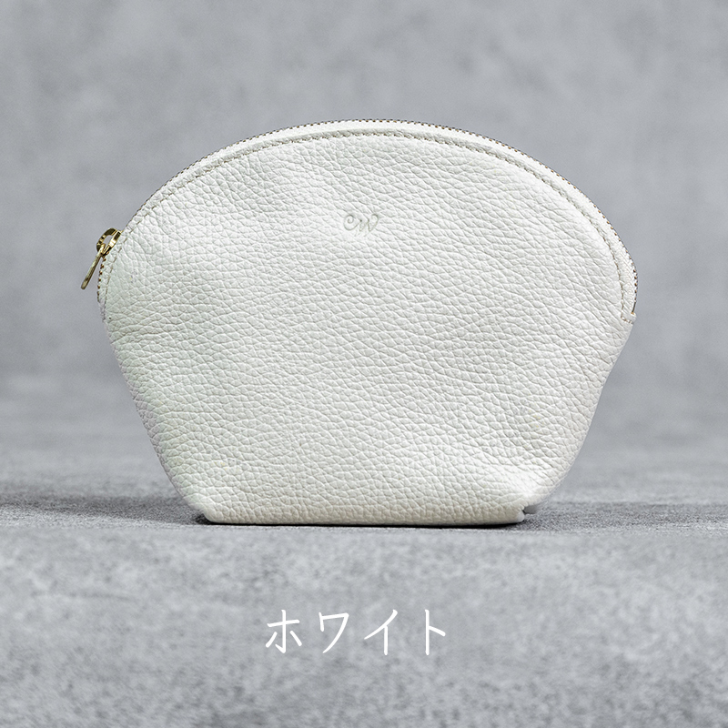 本革 ラウンドポーチ 日本製 レザー 革製品 ポーチ 化粧ポーチ 旅行 トラベル 出張 Liete WH-22 ホワイト