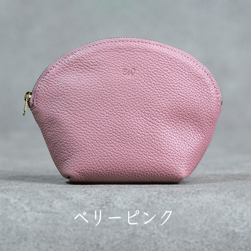 本革 ラウンドポーチ 日本製 レザー 革製品 ポーチ 化粧ポーチ 旅行 トラベル 出張 Liete WH-22 ベリーピンク