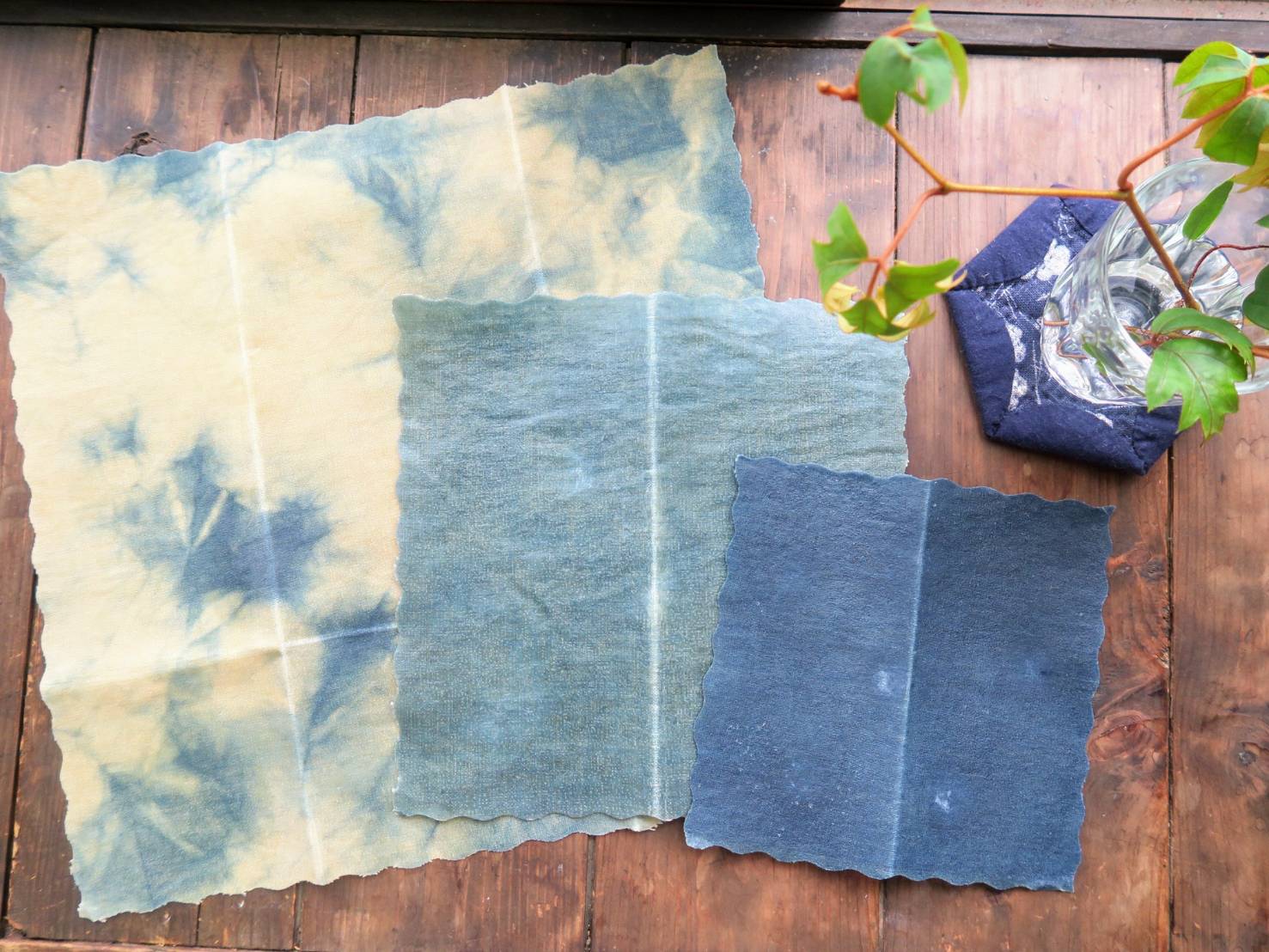 藍染草木染エコラップ3枚セット（S，M，L) 藍染セット