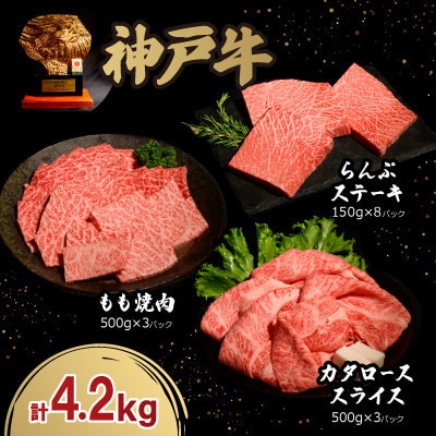 神戸牛贅沢セットA 4.2kg(牛脂付き)【配送不可地域：離島】【1547687】