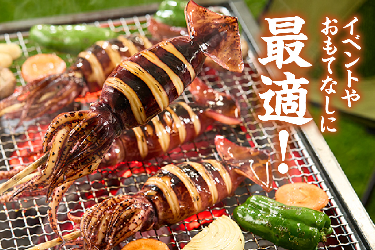 【 串イカ 6尾入り（約100g～130g×6尾）冷凍 】 新鮮 旨味 凝縮 イカ焼き 食べ応え 抜群 いか 串 スチーム 蒸しイカ バーベキュー 焼肉 鉄板焼き BBQ キャンプ 国産 兵庫県 香美町 香住 香住漁港 モリタ食品 10-10