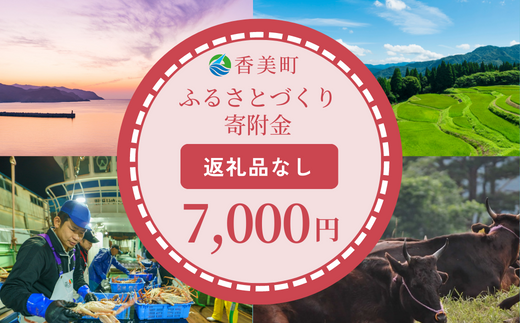 【返礼品なし】兵庫県香美町 ふるさとづくり寄附金（7,000円分） 7000 7000円 七千円 以下 25-39