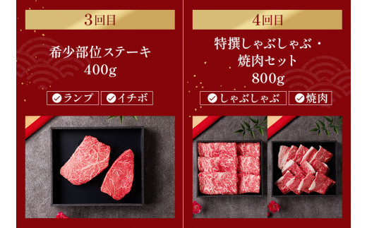 神戸牛 定期便「エコノミークラス」（定期便全4回、総量3000g）冷凍 ふるさと納税で贈る至福の味わい！自慢の神戸牛をご自宅で堪能しませんか？ 大人気 ふるさと納税 しゃぶしゃぶ すき焼き 焼肉 ステーキ 特選 バーベキュー 年末年始 お盆 パーティー ごちそう 和牛 国産 熱田 神戸BEEF 神戸ビーフ 但馬牛 但馬 神戸 兵庫県 香美町 香住 村岡 小代 和牛セレブ 200000円 58-23