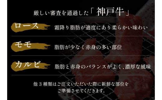 【神戸牛 6種の希少部位焼肉食べ比べ 420g 冷凍】箱入り ギフト 和牛 牛肉 ステーキ しゃぶしゃぶ すき焼き 焼肉 発送：入金確認後3週間程度 ふるさと納税で贈る至福の味わい！自慢の神戸牛をご自宅で堪能しませんか？ 大人気 ふるさと納税 キャンプ バーベキュー 年末年始 お盆 パーティー ボックス ごちそう 但馬牛 但馬 神戸 香美町 村岡 和牛セレブ 28500円 58-09