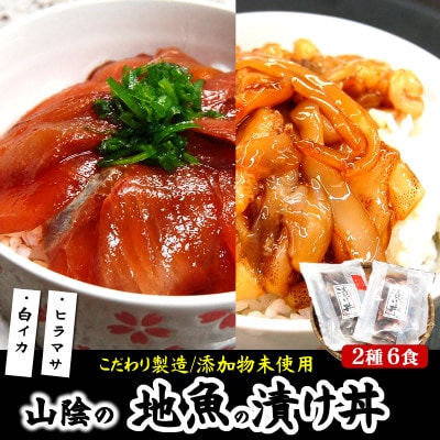 魚屋自家製　山陰の海鮮漬け丼(ヒラマサ、白イカ)2種×各3パック入 酒の肴に海鮮丼に茶漬けに飯ともに【配送不可地域：離島】【1226701】