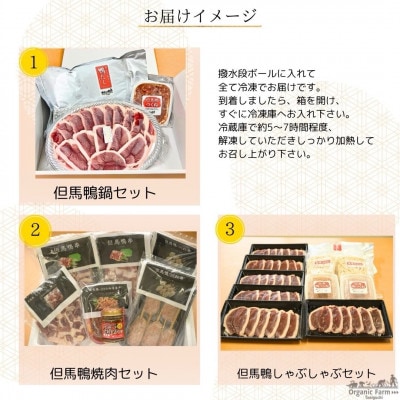 【毎月定期便】但馬鴨お楽しみコース5〜6人前(鴨鍋　焼肉　しゃぶしゃぶ)全3回【配送不可地域：離島】【4055909】