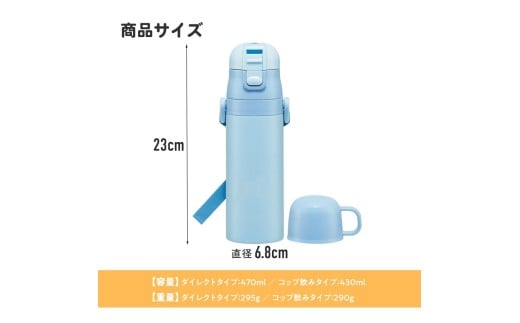 超軽量2WAYステンレスボトル ダイレクト470ml / コップ飲み430ml はたらくクルマ 〈スケーター skater〉 水筒 ステンレスボトル 直飲み コップ飲み 奈良県 奈良市 なら 10-225