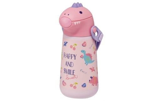 ダイカットストローステンレスボトル 370ml ハッピー＆スマイル 〈スケーター skater〉 恐竜 ダイナソー 水筒 ステンレスボトル 奈良県 奈良市 なら 9-115