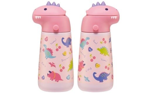 ダイカットストローステンレスボトル 370ml ハッピー＆スマイル 〈スケーター skater〉 恐竜 ダイナソー 水筒 ステンレスボトル 奈良県 奈良市 なら 9-115