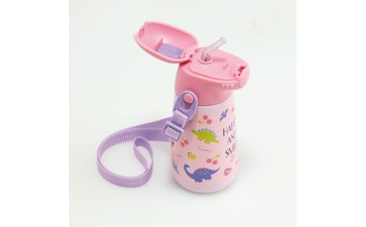 ダイカットストローステンレスボトル 370ml ハッピー＆スマイル 〈スケーター skater〉 恐竜 ダイナソー 水筒 ステンレスボトル 奈良県 奈良市 なら 9-115