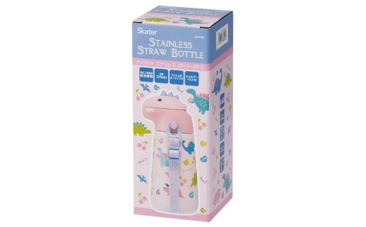 ダイカットストローステンレスボトル 370ml ハッピー＆スマイル 〈スケーター skater〉 恐竜 ダイナソー 水筒 ステンレスボトル 奈良県 奈良市 なら 9-115