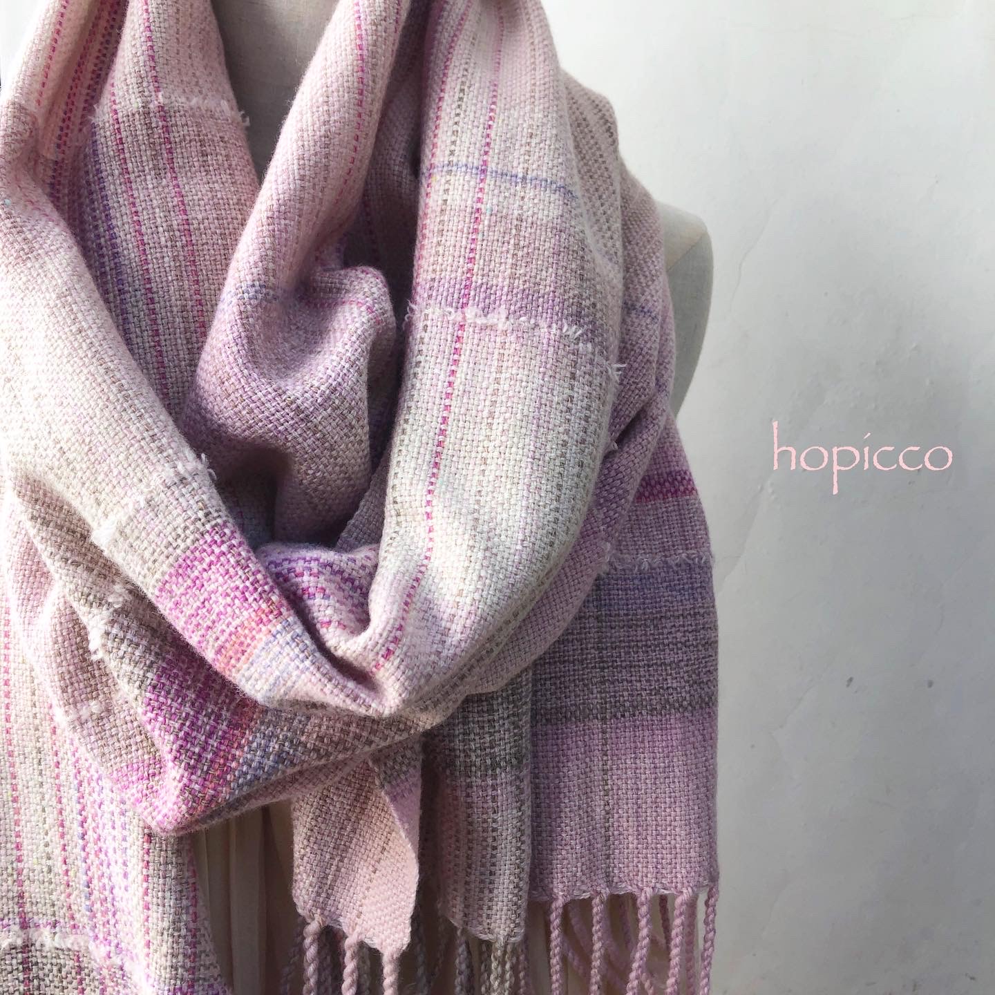 ストール（ベビーアルパカ）20cm×160cm 淡ピンクグレー系 合同会社工藝舎 奈良県 奈良市 なら 50-031