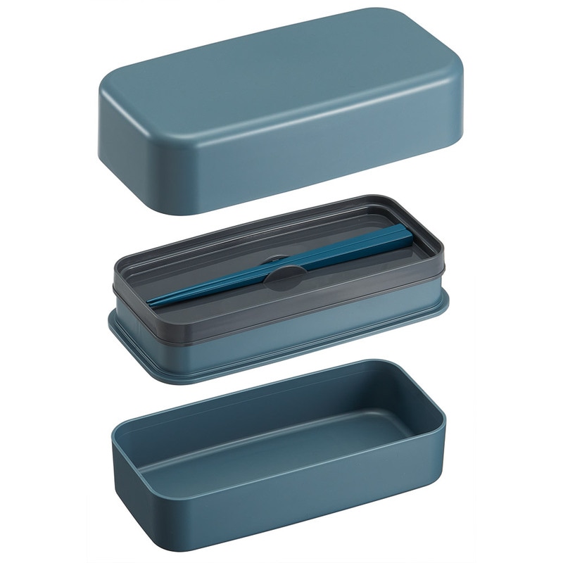 環境に配慮した ランチボックス 1000ml 2段 お弁当箱 箸付き 大人 おしゃれ skater スケーター PLB10WCB アッシュブルー レンジ対応 食洗機対応 洗いやすい シンプル 弁当箱 〈スケーター株式会社〉 奈良県 奈良市 奈良 なら 6-306