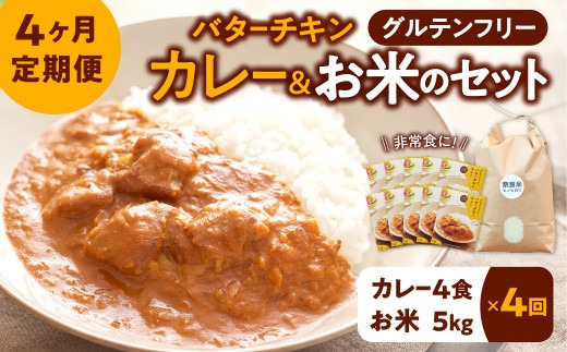 新米 令和6年産 定期 お米ヒノヒカリ5kg＋カレー4袋 ×4回コース 96-001