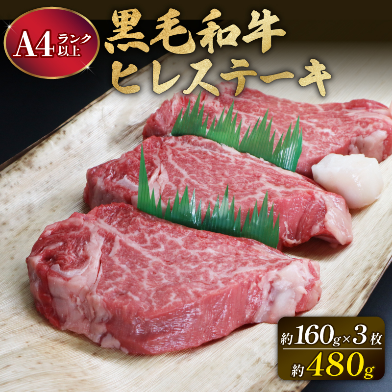 牛肉 ヒレ 大和牛 ヒレステーキ 用 160g×3枚 大和牛専門店 一 31-001
