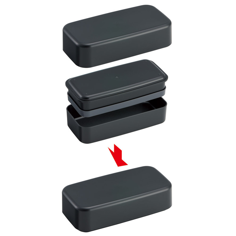 環境に配慮した ランチボックス 1000ml 2段 お弁当箱 箸付き 大人 おしゃれ skater スケーター PLB10WCB アッシュブラック レンジ対応 食洗機対応 洗いやすい シンプル 弁当箱 〈スケーター株式会社〉 奈良県 奈良市 奈良 なら 6-305