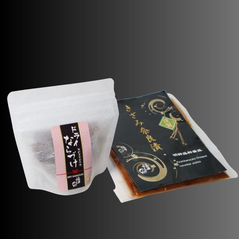 23-040 べっぴん奈良漬詰合せ（和風らー油×3、塩だれ・激辛みそ×各1、謹製きざみ奈良漬・ドライ奈良漬×各1）