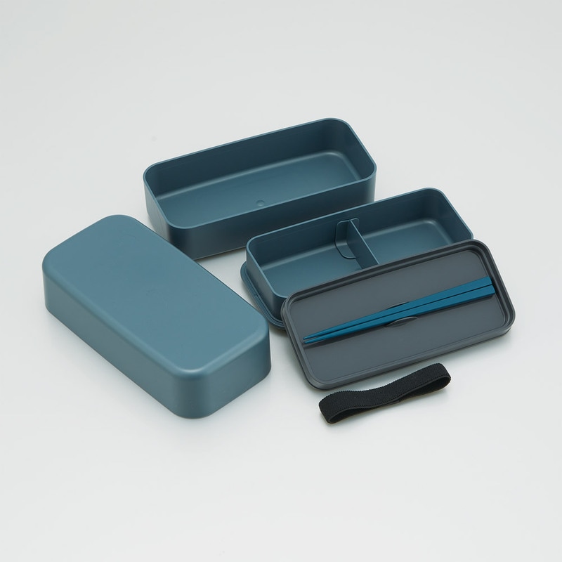 環境に配慮した ランチボックス 1000ml 2段 お弁当箱 箸付き 大人 おしゃれ skater スケーター PLB10WCB アッシュブルー レンジ対応 食洗機対応 洗いやすい シンプル 弁当箱 〈スケーター株式会社〉 奈良県 奈良市 奈良 なら 6-306