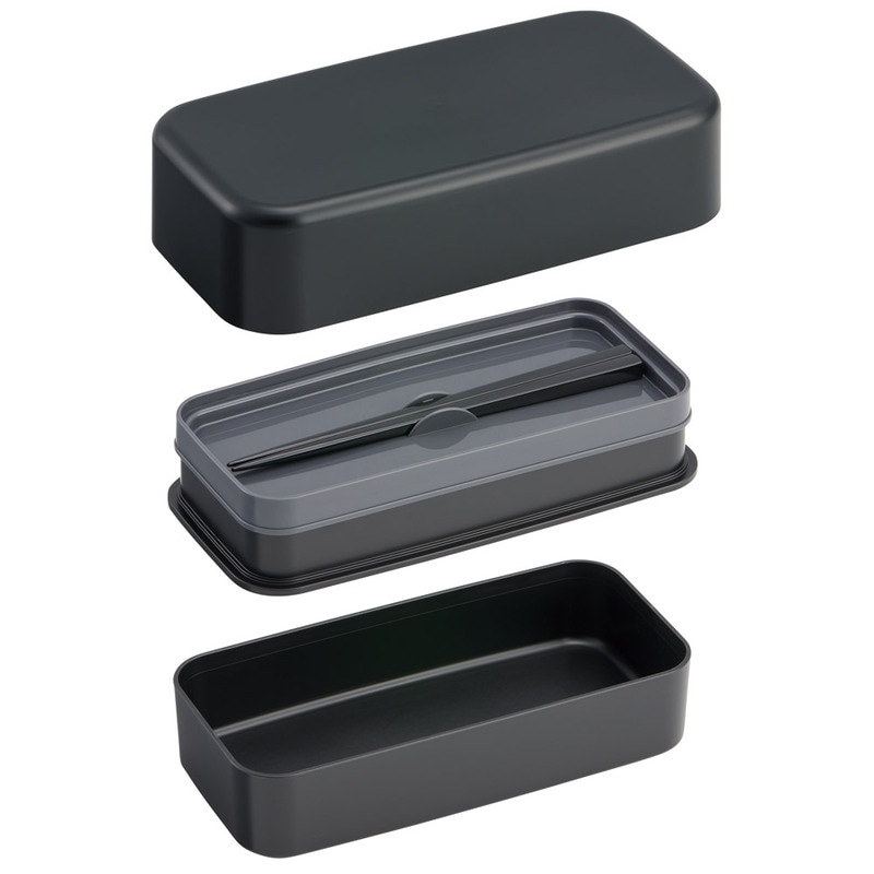 環境に配慮した ランチボックス 1000ml 2段 お弁当箱 箸付き 大人 おしゃれ skater スケーター PLB10WCB アッシュブラック レンジ対応 食洗機対応 洗いやすい シンプル 弁当箱 〈スケーター株式会社〉 奈良県 奈良市 奈良 なら 6-305